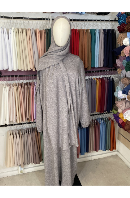 abaya voile intégré gris