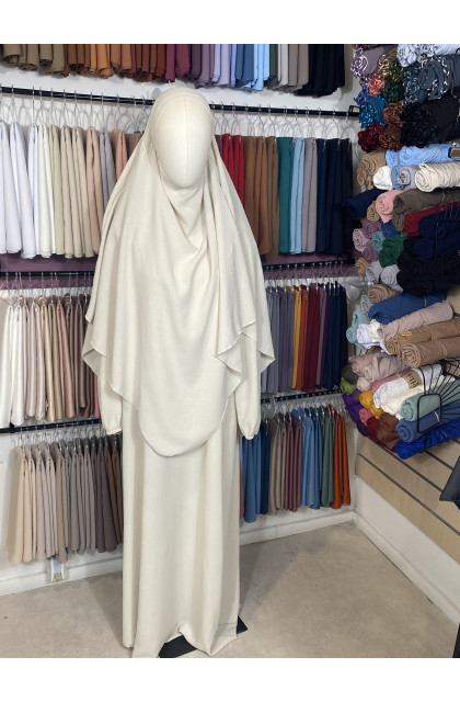 Ensemble abaya khimar en jazz beige clair