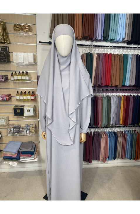 Ensemble abaya khimar en jazz gris clair