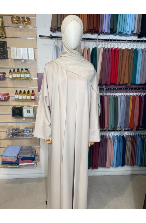 Ensemble abaya kimono beige clair