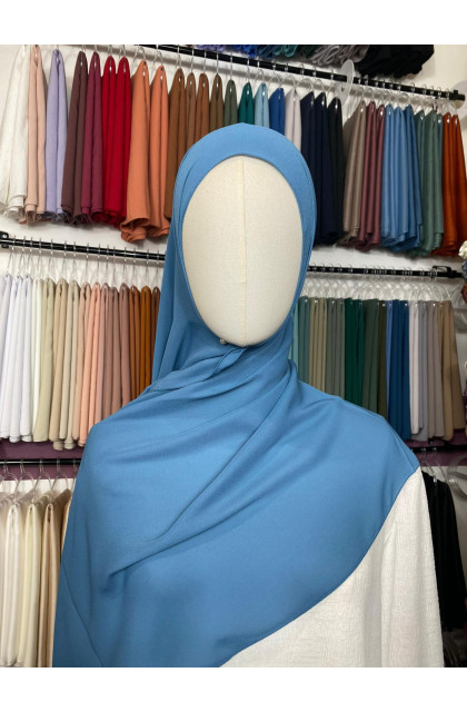 Hijab Crêpe bleu azur