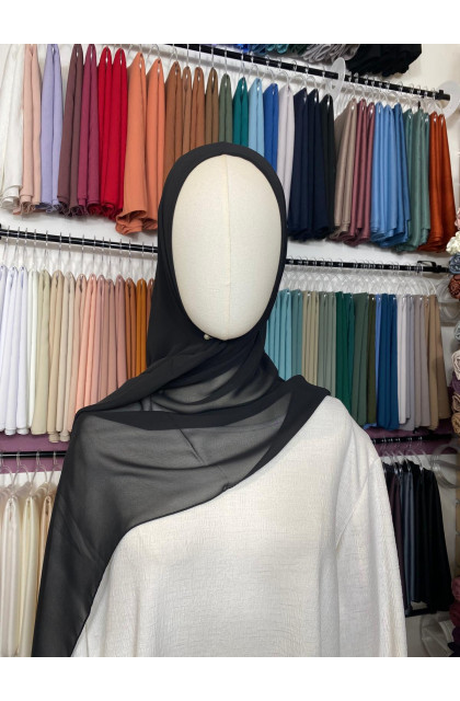 Hijab mousseline noir profond