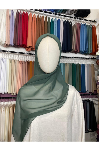 Hijab mousseline vert cèdre