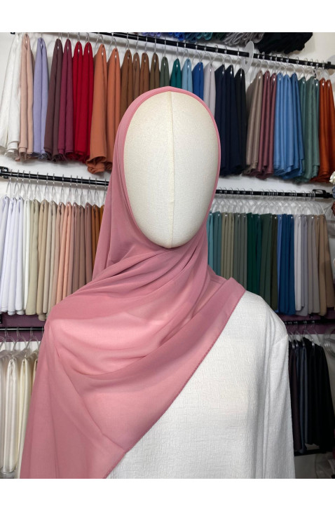 Hijab mousseline rose bonbon