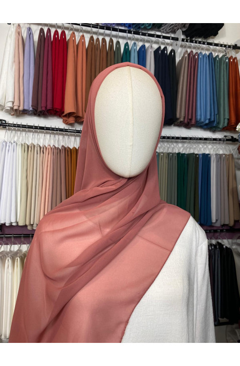 Hijab mousseline rose argile