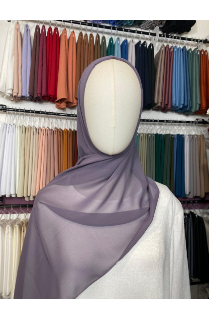 Hijab mousseline lavande fumée