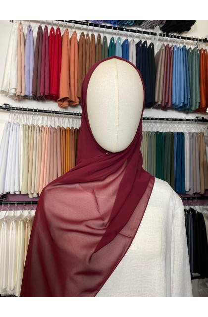 Hijab mousseline rouge cerise foncé