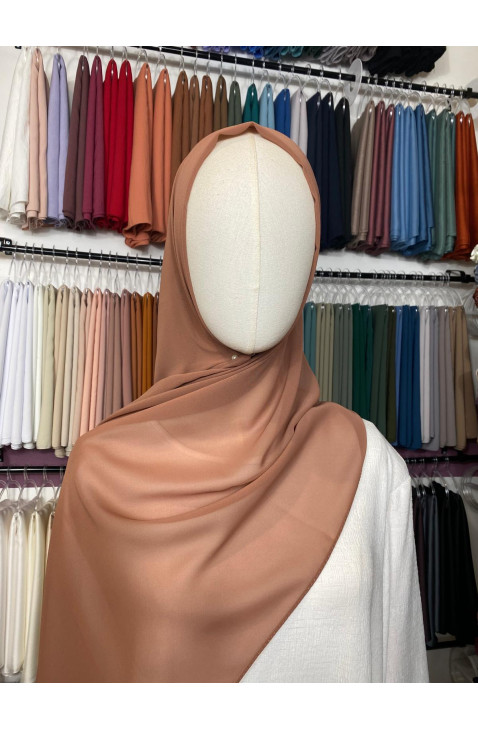 Hijab mousseline beige caramel