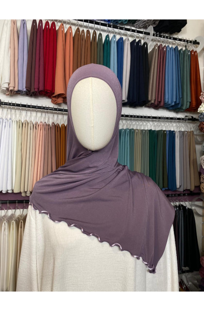 Hijab Jersey premium frisé violet prune doux