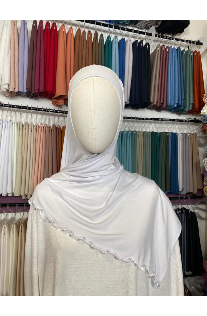 Hijab Jersey premium frisé blanc lumineux