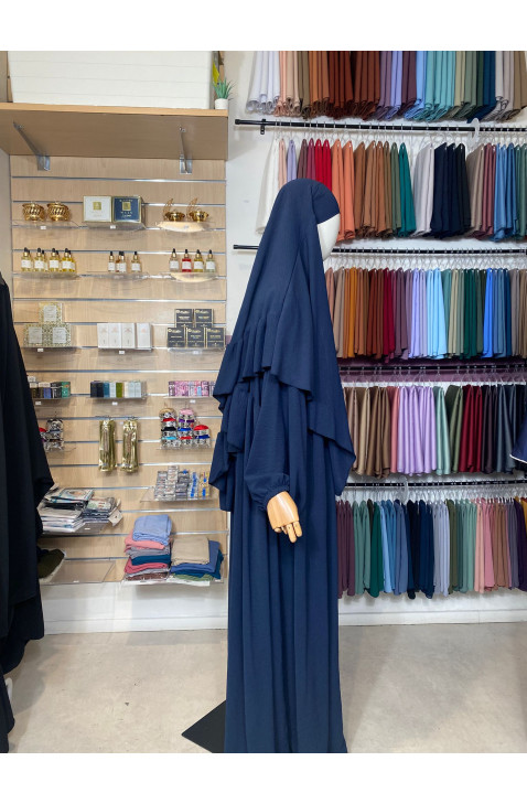 Ensembles en jazz - Abaya & khimar volant bleu marine