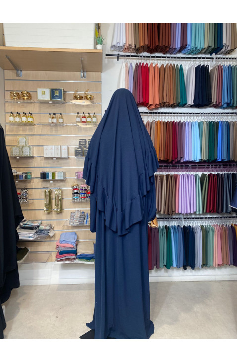 Ensembles en jazz - Abaya & khimar volant bleu marine