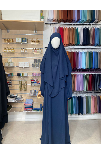 Ensembles en jazz - Abaya & khimar volant bleu marine