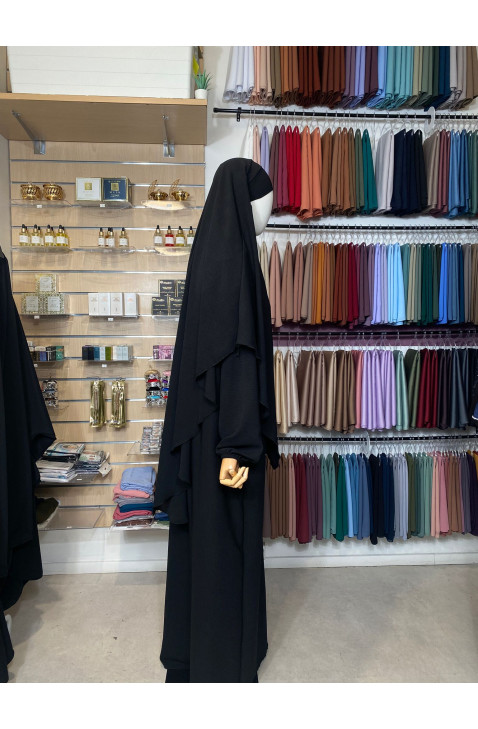 Ensemble en jazz noir - Abaya  & khimar simple