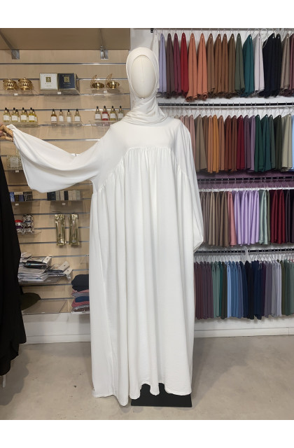 Abaya manches ballons blanche jazz