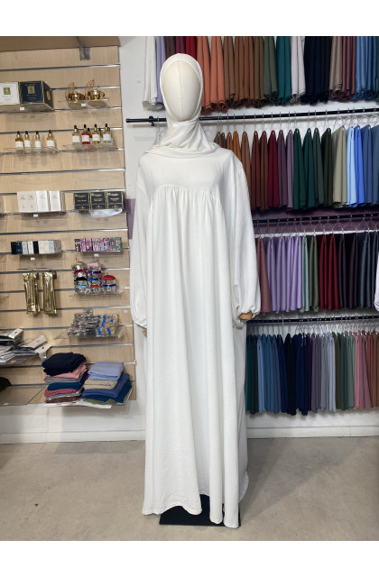 Abaya manches ballons blanche jazz