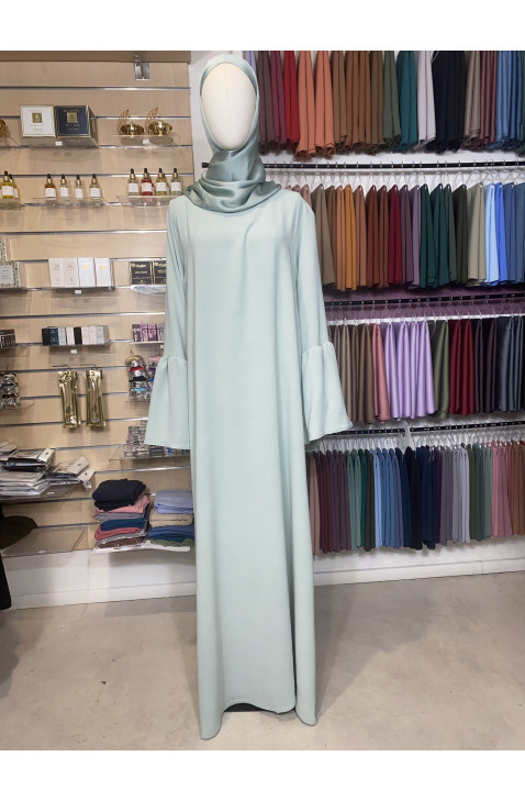Abaya en jazz manches volantes turquoise