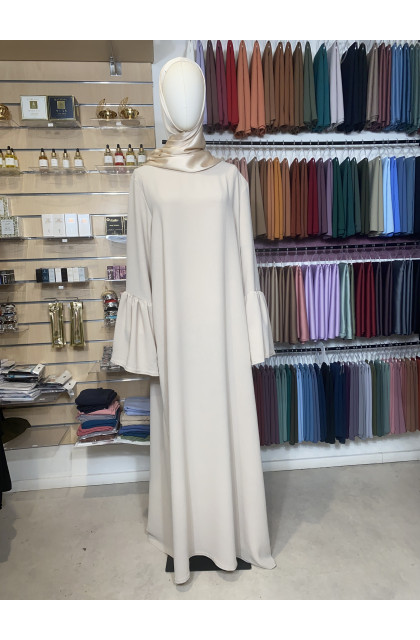 Abaya en jazz manches volantes beige