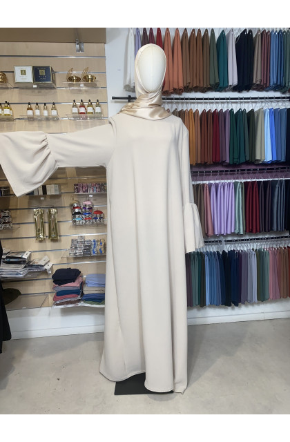 Abaya en jazz manches volantes beige