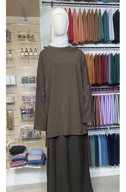 Pull oversize marron