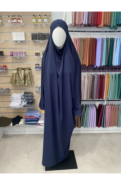 Jilbeb 1 piece en soie de médine bleu marine