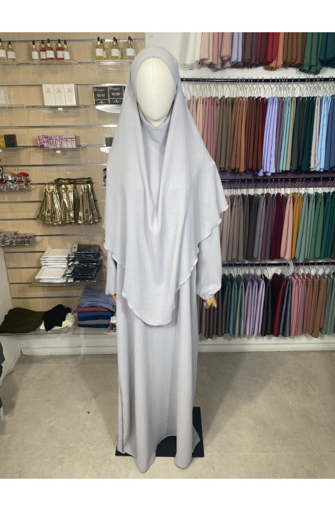 Ensemble abaya khimar en jazz gris clair