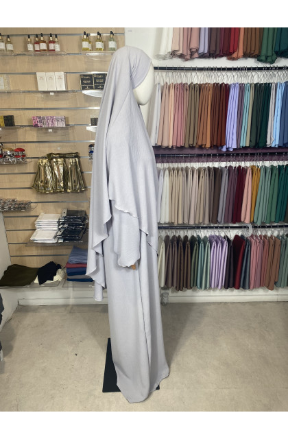 Ensemble abaya khimar en jazz gris clair