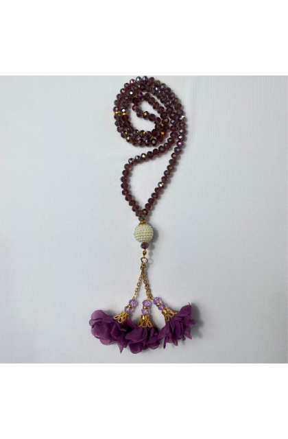 Tasbih en cristal avec détails fleurs
