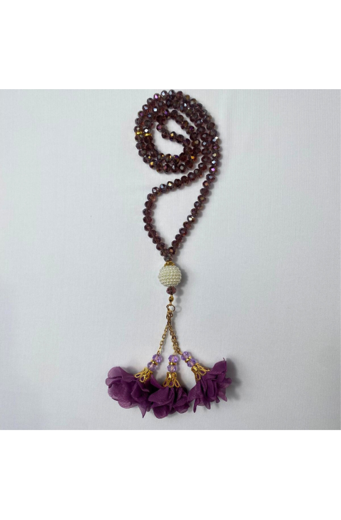 Tasbih en cristal avec détails fleurs