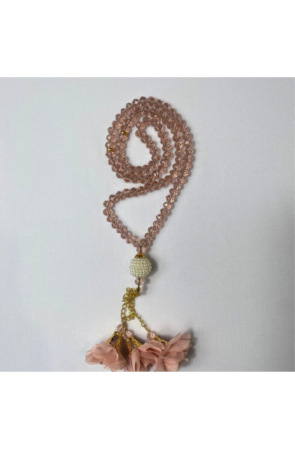 Tasbih en cristal avec détails fleurs