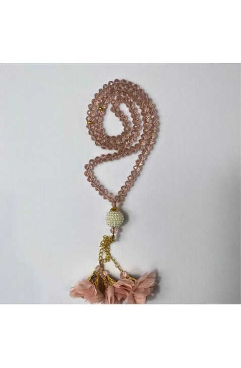Tasbih en cristal avec détails fleurs