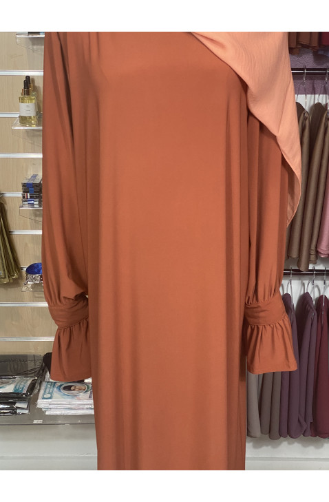 Abaya jersey manches tulipes orange