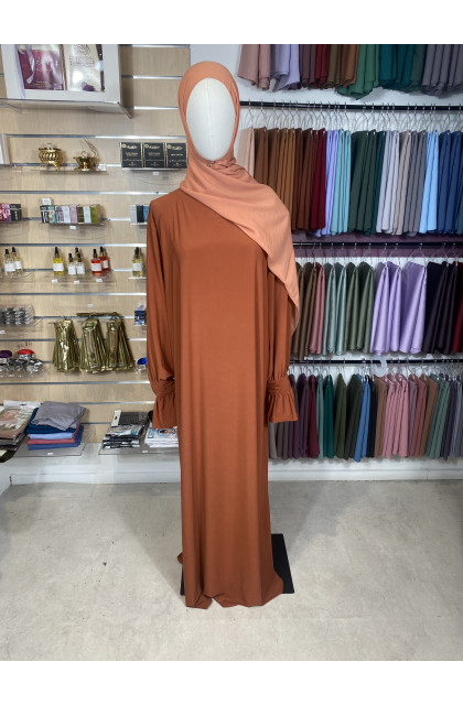 Abaya jersey manches tulipes orange