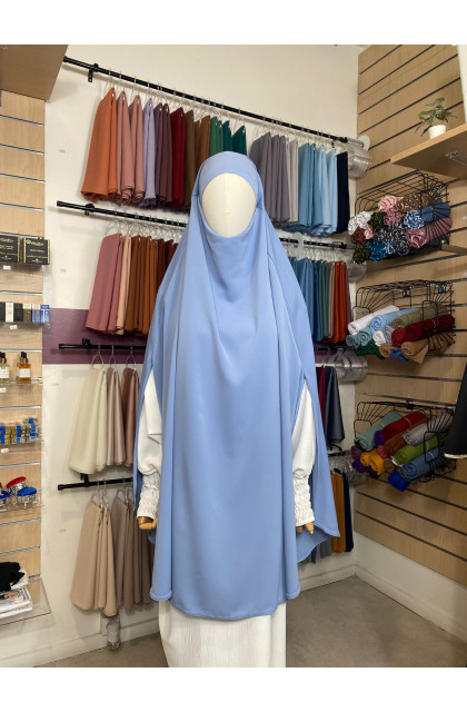 Khimar Cape bleu clair en soie de médine