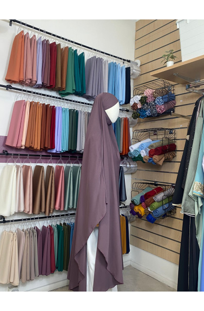 Khimar maxi long prune en soie de médine
