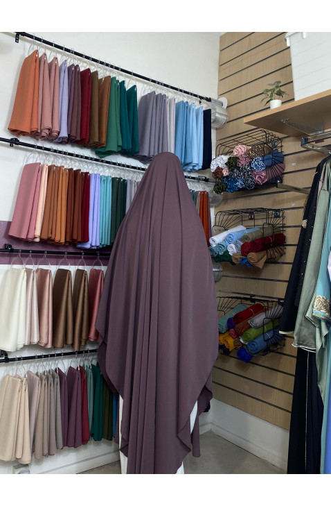 Khimar maxi long prune en soie de médine