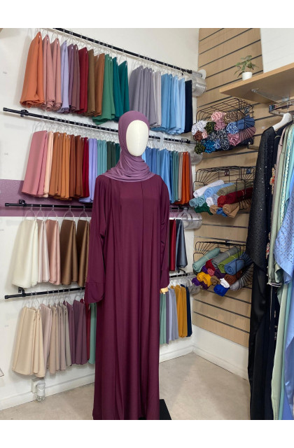 Abaya sans manches kimono en jersey premium magenta foncé