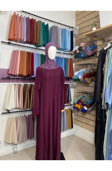 Abaya sans manches kimono en jersey premium magenta foncé