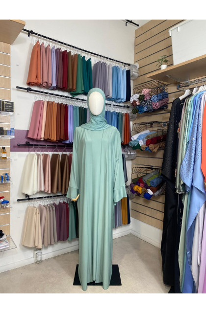 Abaya sans manches kimono en jersey premium vert eau